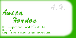 anita hordos business card